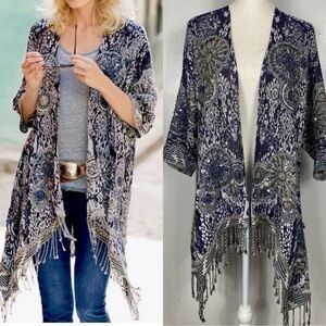 Soft Surroundings Emory Cardigan Sequin Fringe
Duster Jacket S/M
